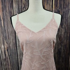 A new day v-neck blush top w/ mesh printed overlay
